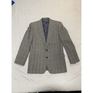 Hickey Freeman 40R Wool Blazer Gray Plaid 2 Button Classic Fit